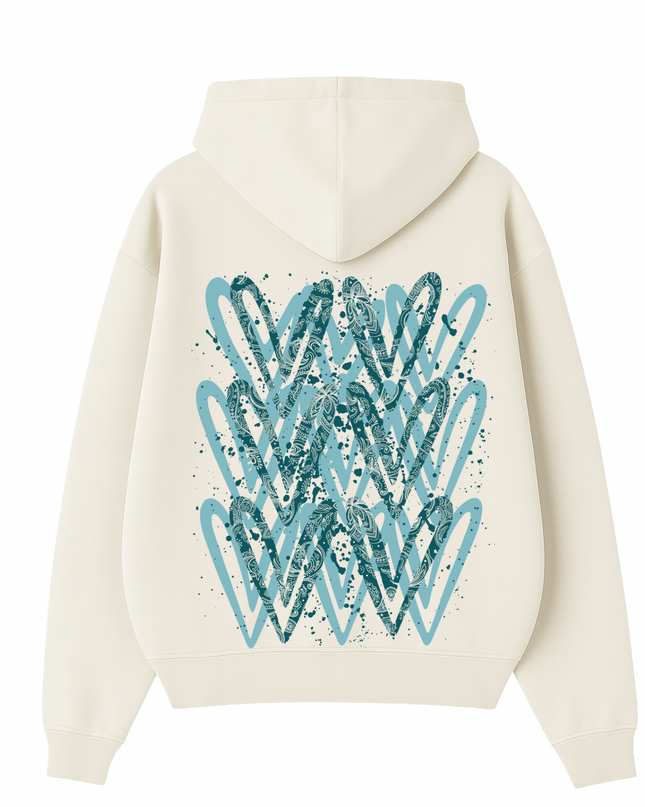 Teal Paisley Heart Printed  Hoodie Kids