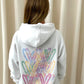 Pastel Leopard Heart Graffiti Hoodie White