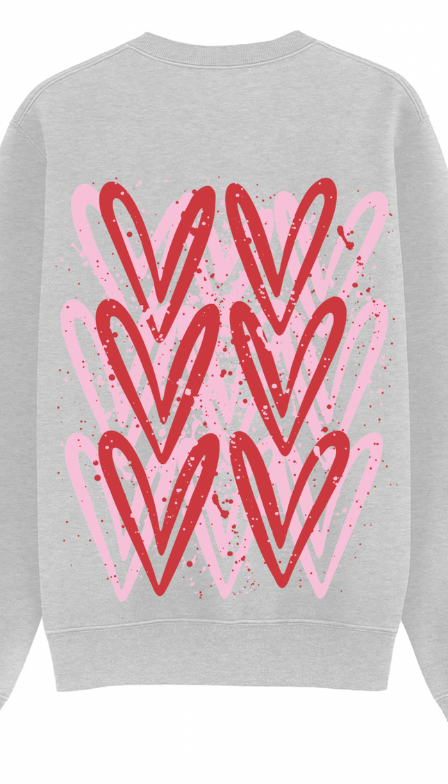 Pink/Red graffiti heart sweatshirt with spray paint effect print – women's sweatshirt by Miss Runway