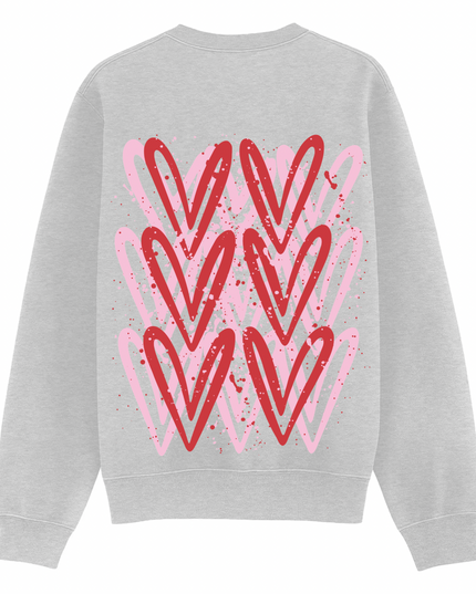 Pink/Red Heart Printed Sweatshirt Adults