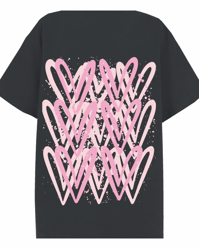 Pink Heart Printed T-shirt Adult