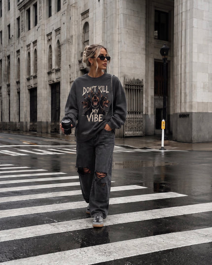 Don't Kill My Vibe Charcoal Sweatshirt – additional view