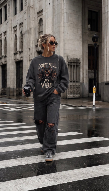 Don't Kill My Vibe Charcoal Sweatshirt – additional view