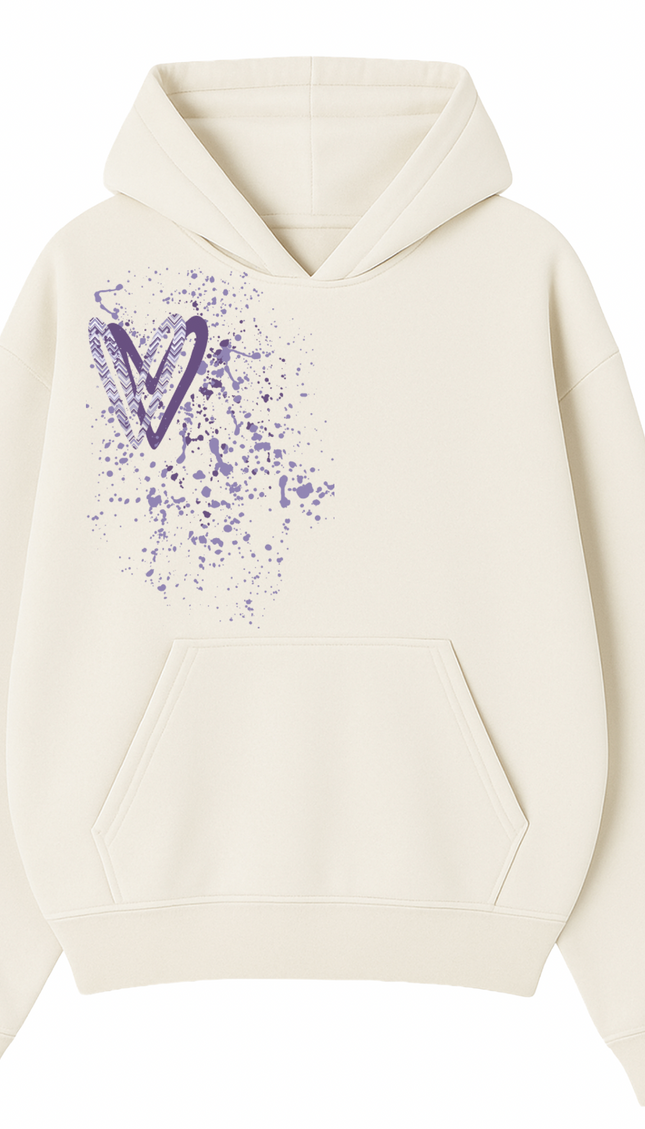 Lilac Zig Zag Heart Printed Hoodie – image 4