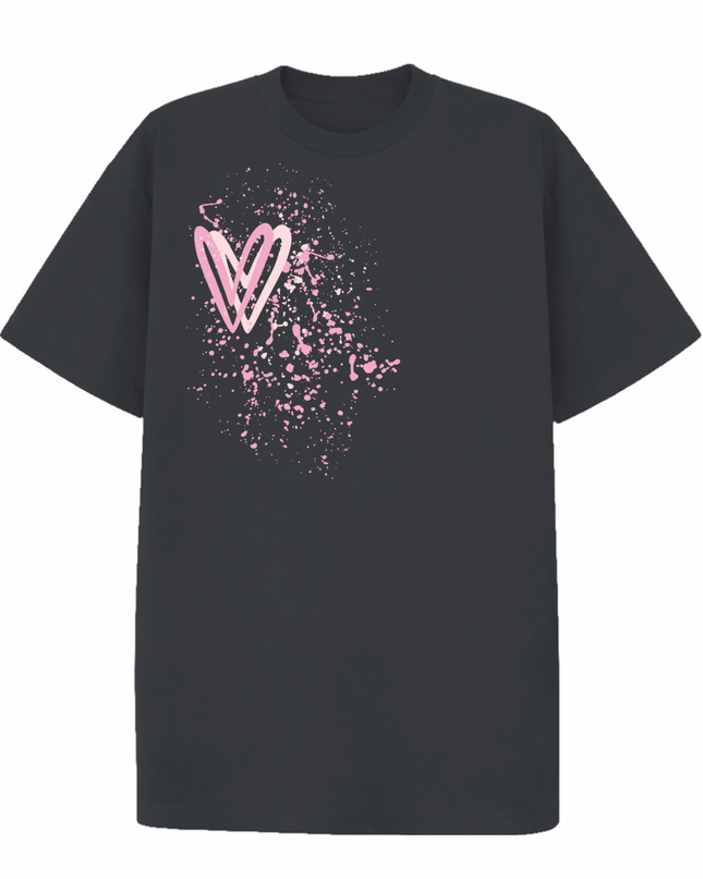 Pink Heart Printed T-shirt Adult