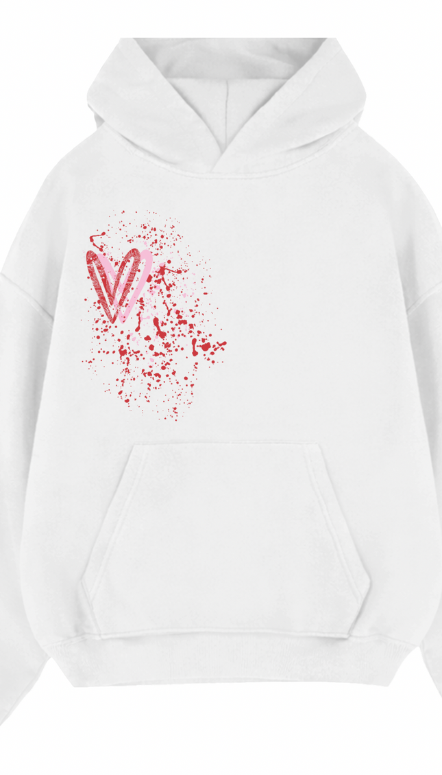 Pink/Red Paisley Heart Printed Hoodie by Miss Runway – image 2