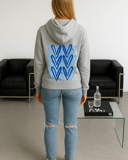 Royal Blue Heart Printed Hoodie