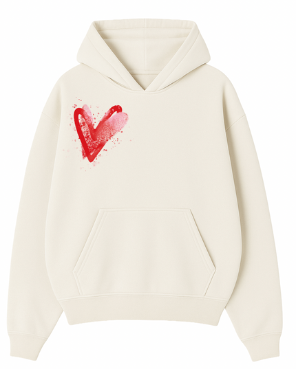 Pink/Red Scatter Heart Printed  Hoodie Kids