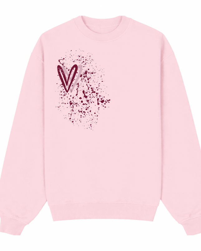 Burgundy Heart Printed Sweatshirt Kids