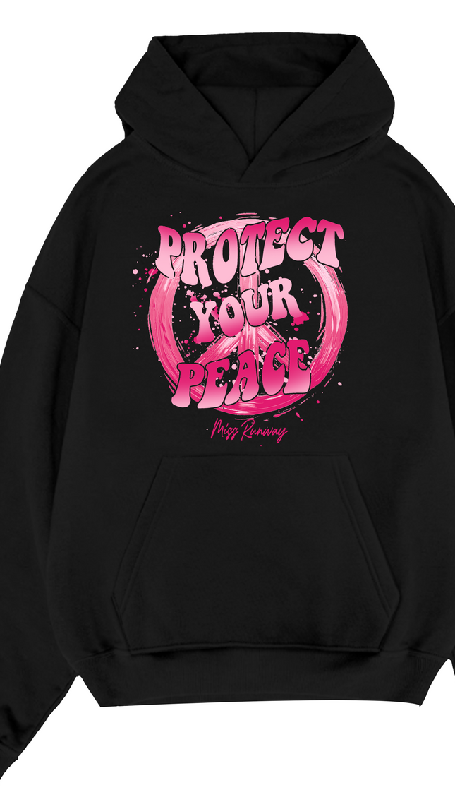 Pink Protect Your Peace Hoodie – adult printed hoodie by Miss Runway