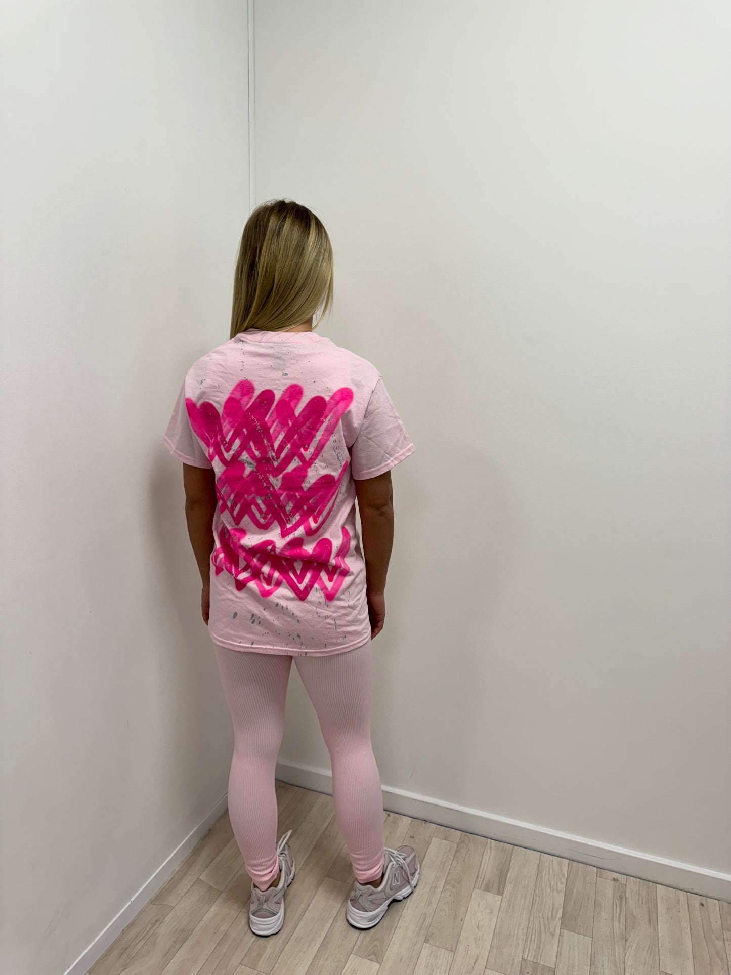 Hot Pink Heart Pink T-Shirt And Legging Set