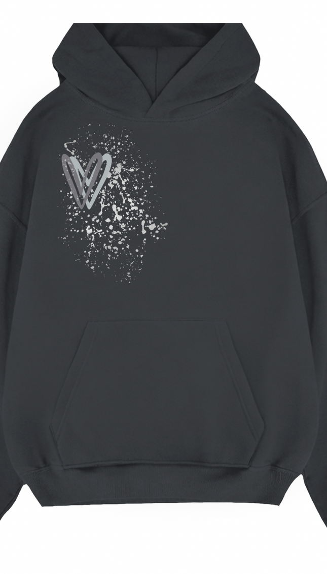 Grey Heart Printed Hoodie – image 6