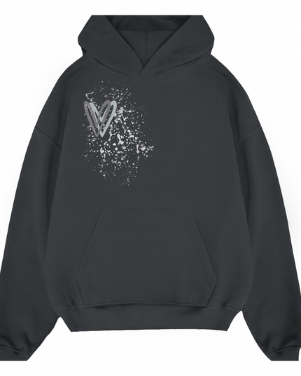 Grey Heart Printed Hoodie Adults