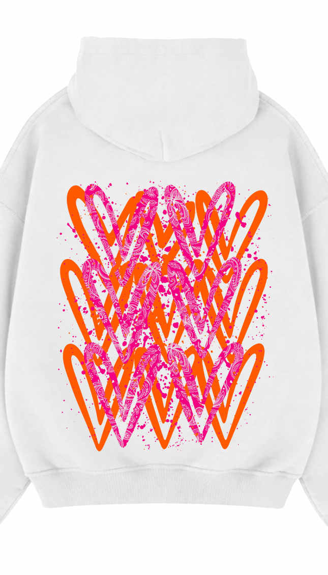 Neon Paisley graffiti heart hoodie with spray paint effect print – women's hoodie by Miss Runway