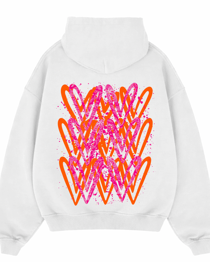 Neon Paisley Heart Printed Hoodie Adults
