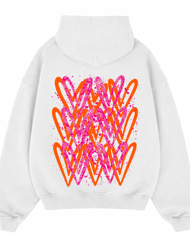 Neon Paisley Heart Printed  Hoodie Kids