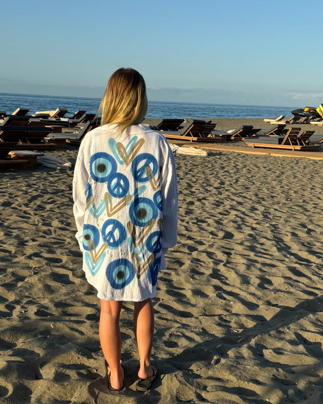 Gold Heart Evil Eye Beach Shirt