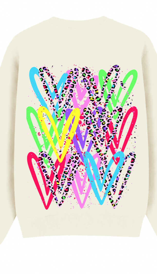 Multicoloured Leopard Print Heart Printed Sweatshirt – image 5