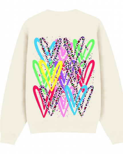 Multicoloured Leopard Print Heart Printed Sweatshirt Adults