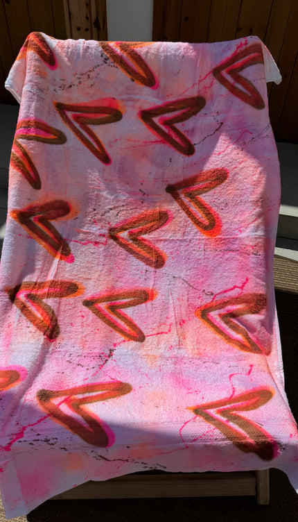 Neon Heart/Gold Heart Sprayed Beach Towel
