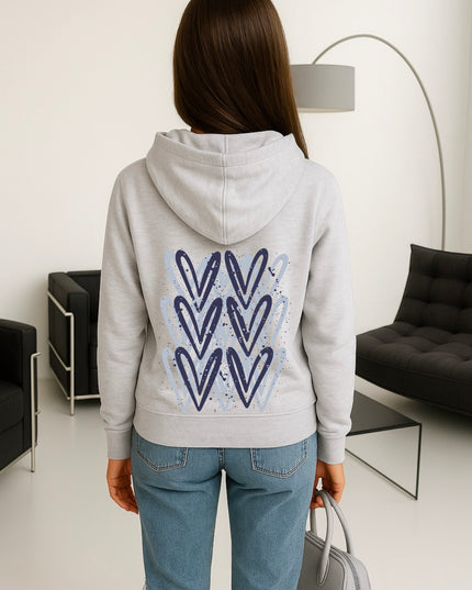 Navy Heart Printed Hoodie