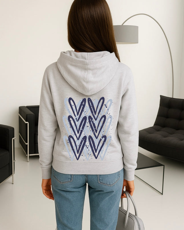 Navy Heart Printed Hoodie