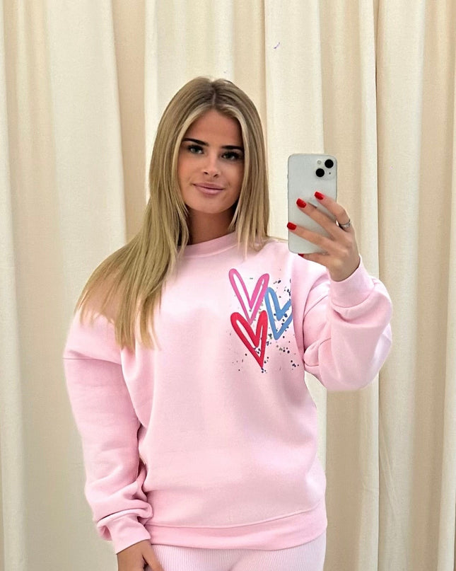 Miss Runway Multicoloured Heart Printed Sweatshirt Adults