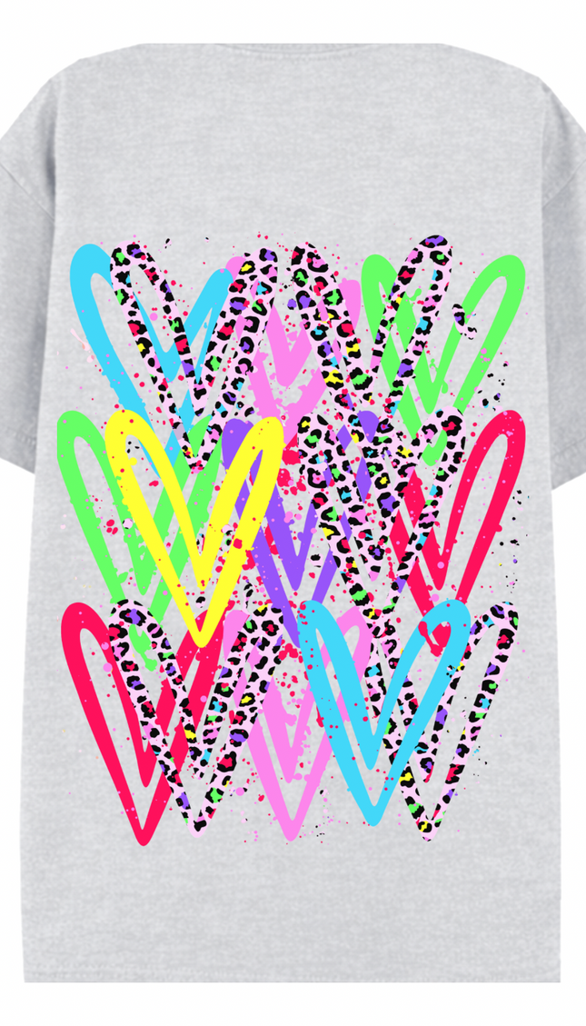 Multicoloured Zig Zag Heart Printed T-shirt – image 5
