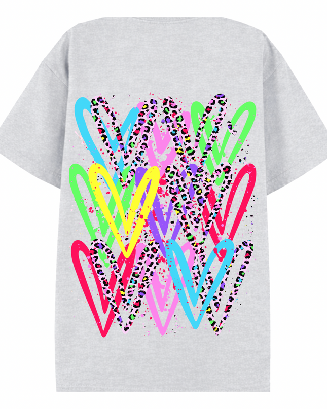 Multicoloured Zig Zag Heart Printed T-shirt Adult