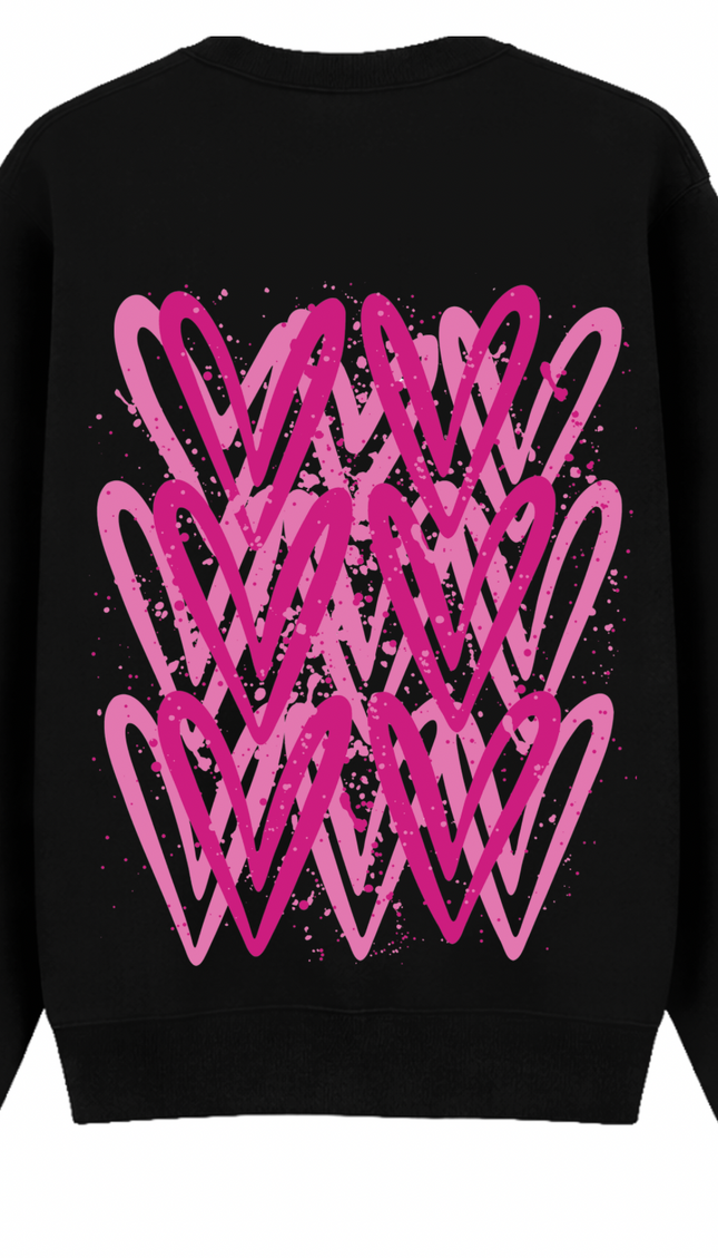 Hot Pink Heart Printed Sweatshirt – image 9