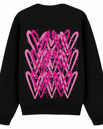 Hot Pink Heart Printed Sweatshirt Adults