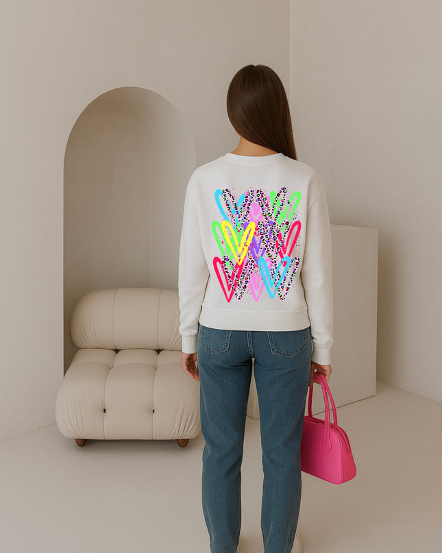 Multicoloured Leopard Heart Printed Sweatshirt