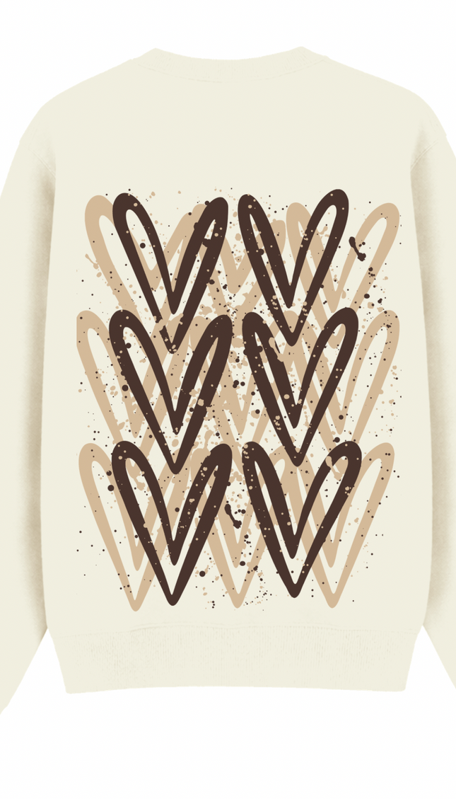Brown graffiti heart sweatshirt with spray paint effect print – women's sweatshirt by Miss Runway