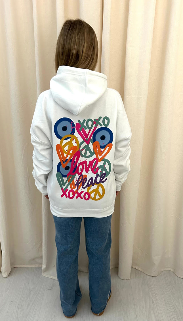 XOXO Printed Ruched Hoodie – adult printed hoodie by Miss Runway