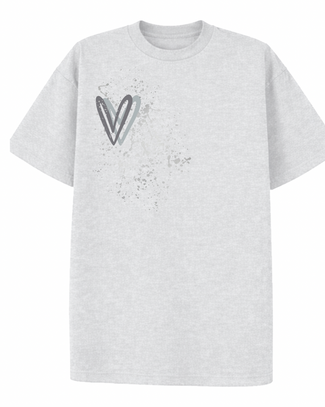 Grey Heart Printed T-shirt Adult