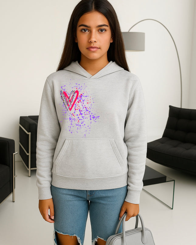 Multicoloured Leopard Heart Printed Hoodie