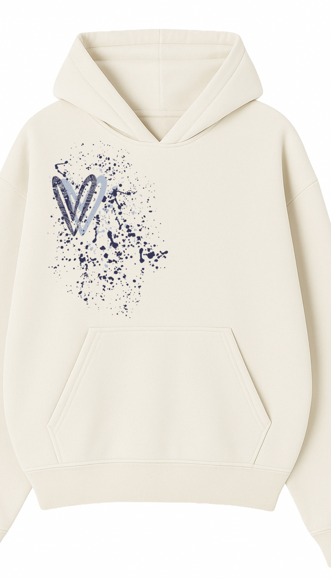 Navy Paisley Heart Printed Hoodie – image 4