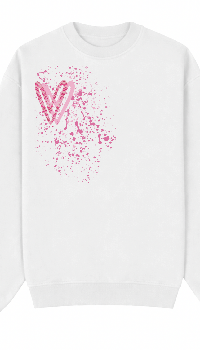 Hot Pink Zig Zag Heart Printed Sweatshirt – image 4