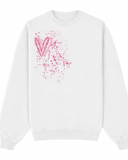 Hot Pink Zig Zag Heart Printed Sweatshirt Kids