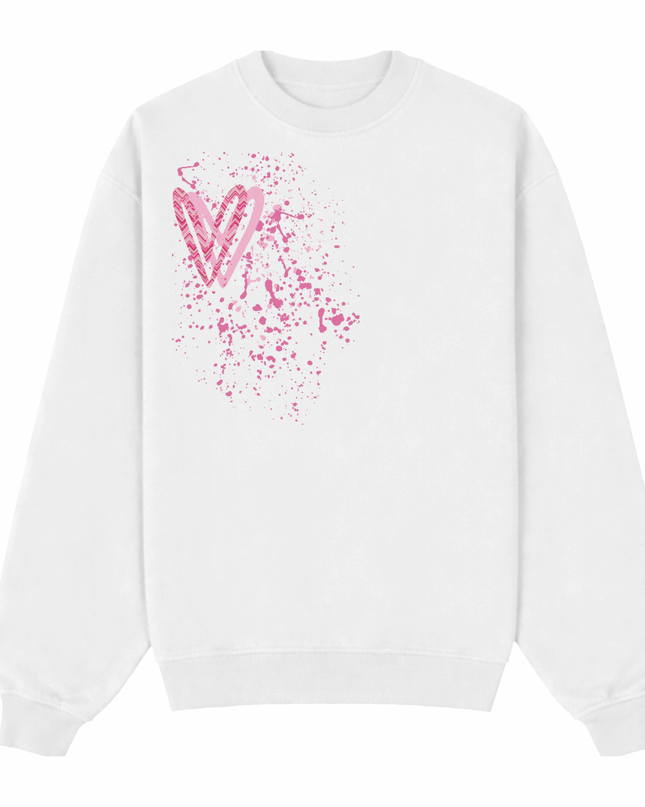 Hot Pink Zig Zag Heart Printed Sweatshirt Kids