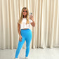 Sky Blue Ribbed Leggings