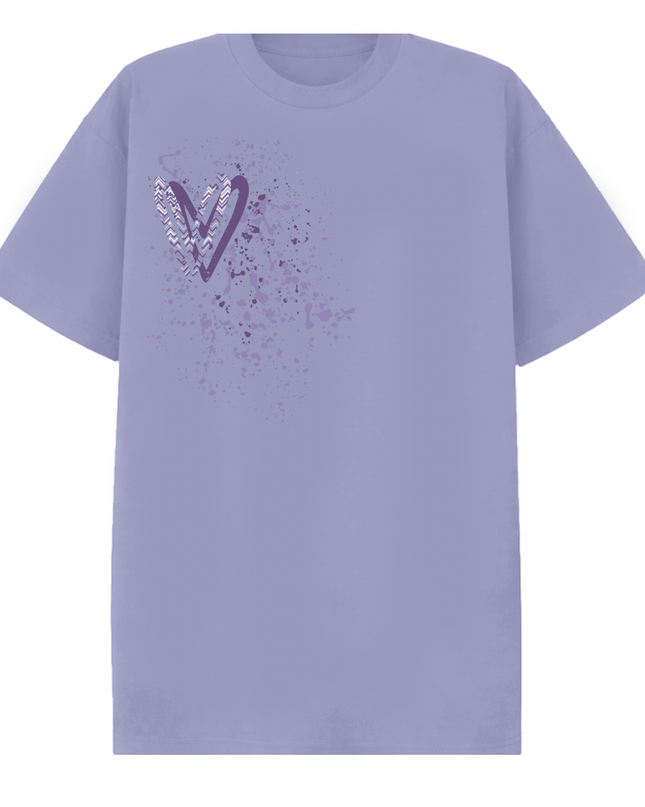 Lilac Zig Zag Heart Printed T-shirt Adult