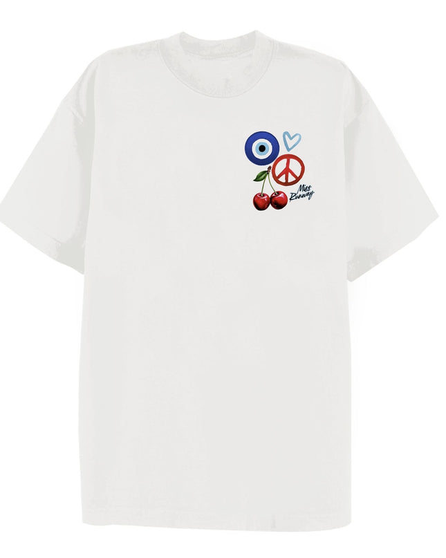 Evil Eye, Cherry, Heart Printed T-shirt Adult