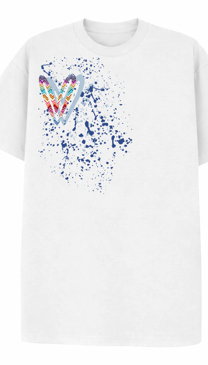 Multicoloured Zig Zag Heart Printed T-shirt White by Miss Runway – image 2