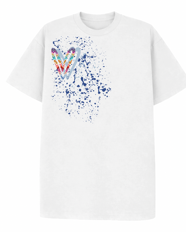 Multicoloured Zig Zag Heart Printed T-shirt Adult