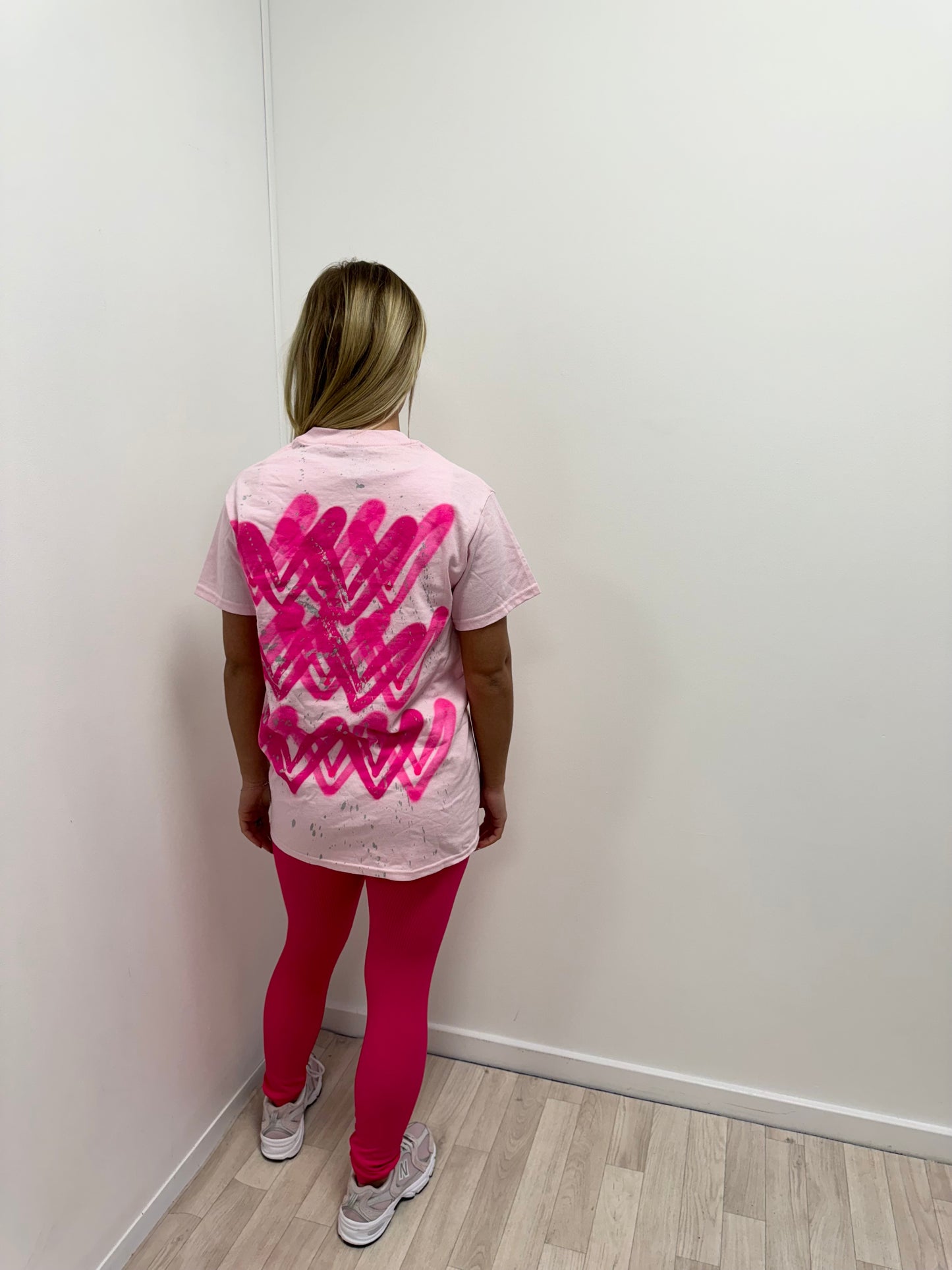 Hot Pink Heart Pink T-Shirt And Legging Set