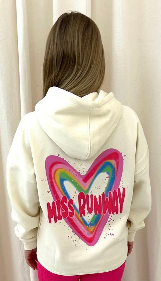 Miss Runway Multicoloured Heart Printed Hoodie by Miss Runway – image 2