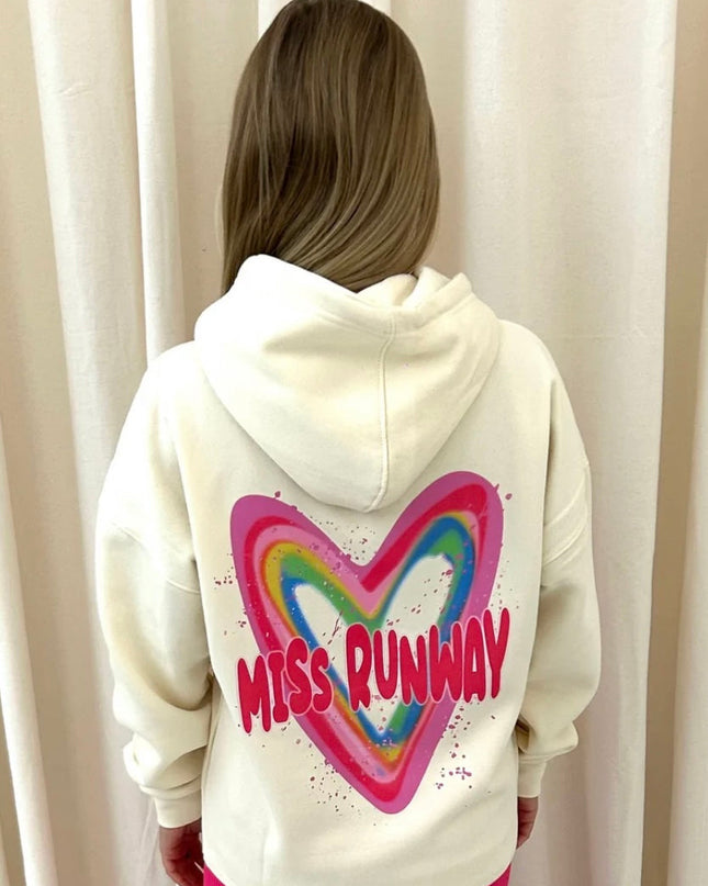 Miss Runway Multicoloured Heart Printed Hoodie Adults