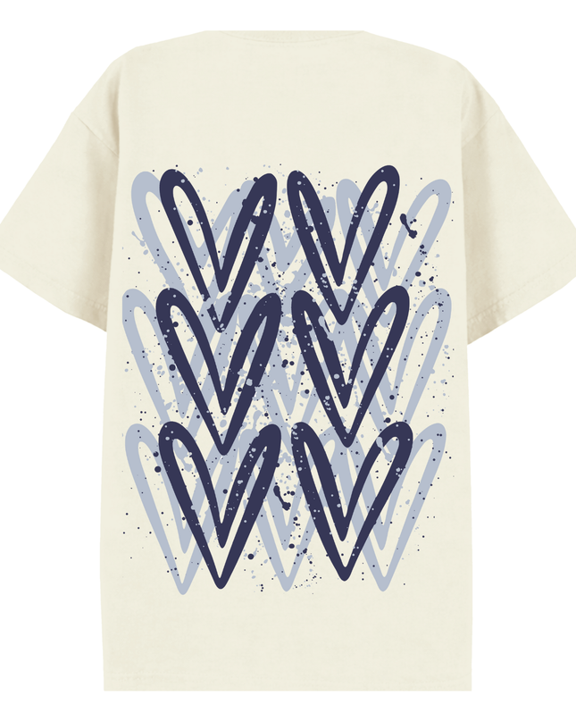 Navy Heart Printed T-shirt Adult