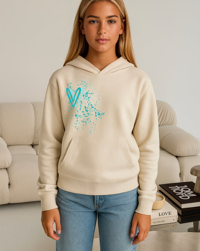 Mint Heart Printed Hoodie